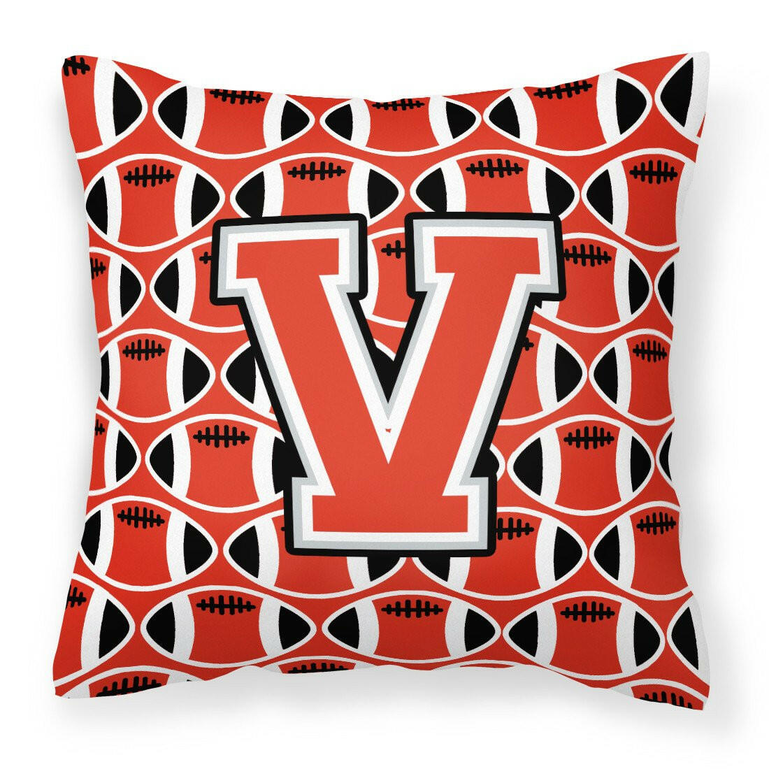 Letter V Football Scarlet and Grey Fabric Decorative Pillow CJ1067-VPW1414 by Caroline's Treasures