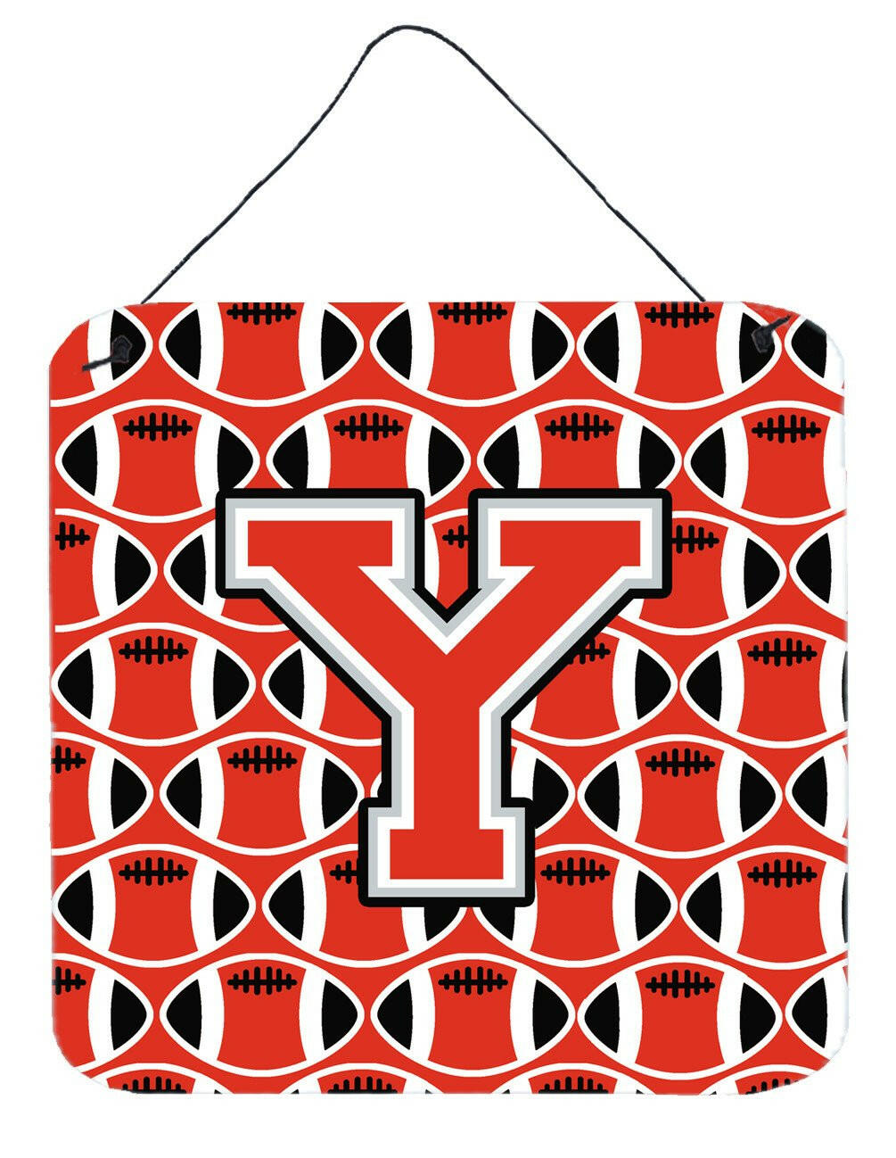 Letter Y Football Scarlet and Grey Wall or Door Hanging Prints CJ1067-YDS66 by Caroline's Treasures