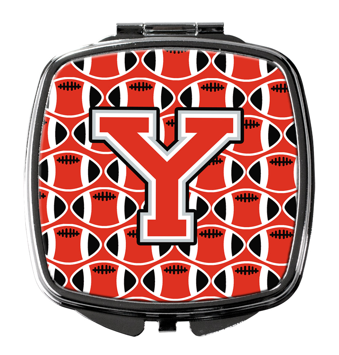 Letter Y Football Scarlet and Grey Compact Mirror CJ1067-YSCM  the-store.com.