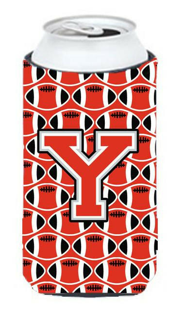 Letter Y Football Scarlet and Grey Tall Boy Beverage Insulator Hugger CJ1067-YTBC by Caroline's Treasures