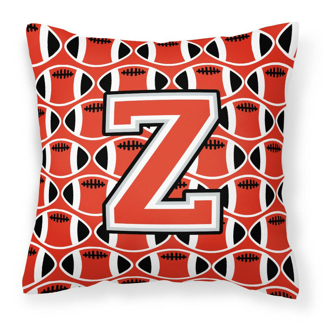 Letter Z Football Scarlet and Grey Fabric Decorative Pillow CJ1067-ZPW1414 by Caroline's Treasures