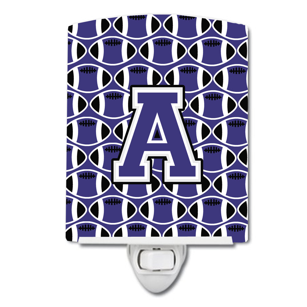 Letter A Football Purple and White Ceramic Night Light CJ1068-ACNL - the-store.com