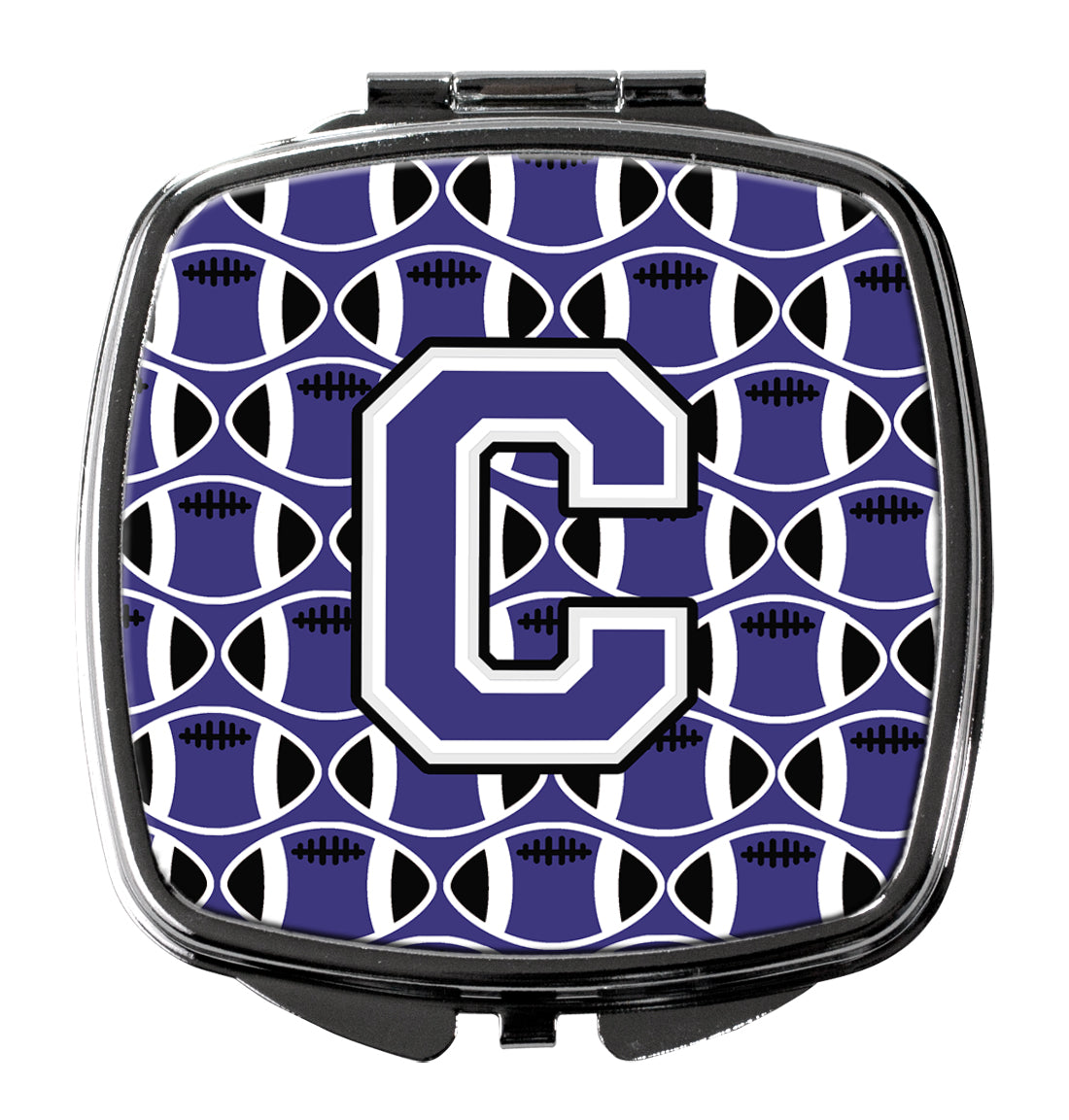 Letter C Football Purple and White Compact Mirror CJ1068-CSCM  the-store.com.