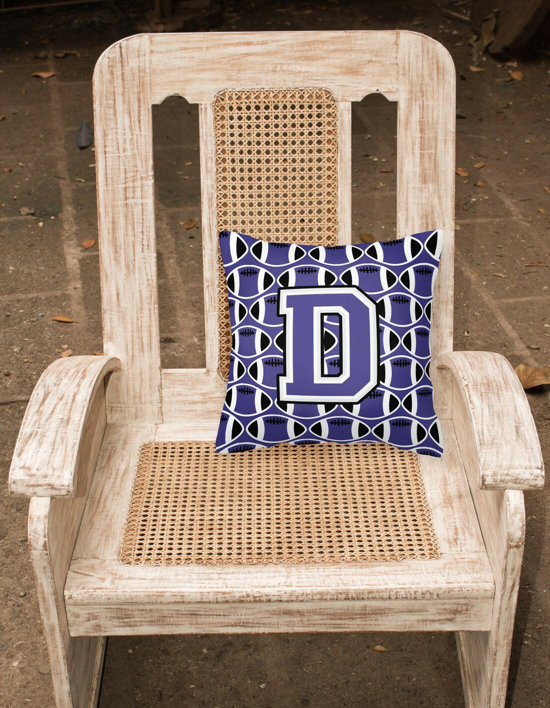 Letter D Football Purple and White Fabric Decorative Pillow CJ1068-DPW1414 by Caroline's Treasures