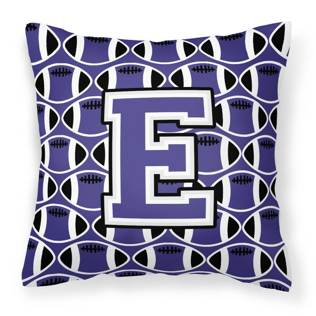 Letter E Football Purple and White Fabric Decorative Pillow CJ1068-EPW1414 by Caroline's Treasures