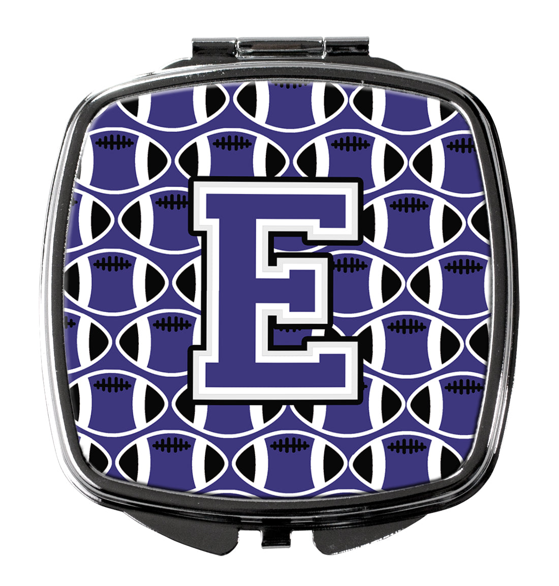 Letter E Football Purple and White Compact Mirror CJ1068-ESCM  the-store.com.