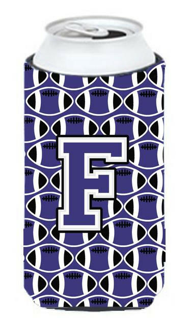 Letter F Football Purple and White Tall Boy Beverage Insulator Hugger CJ1068-FTBC by Caroline's Treasures