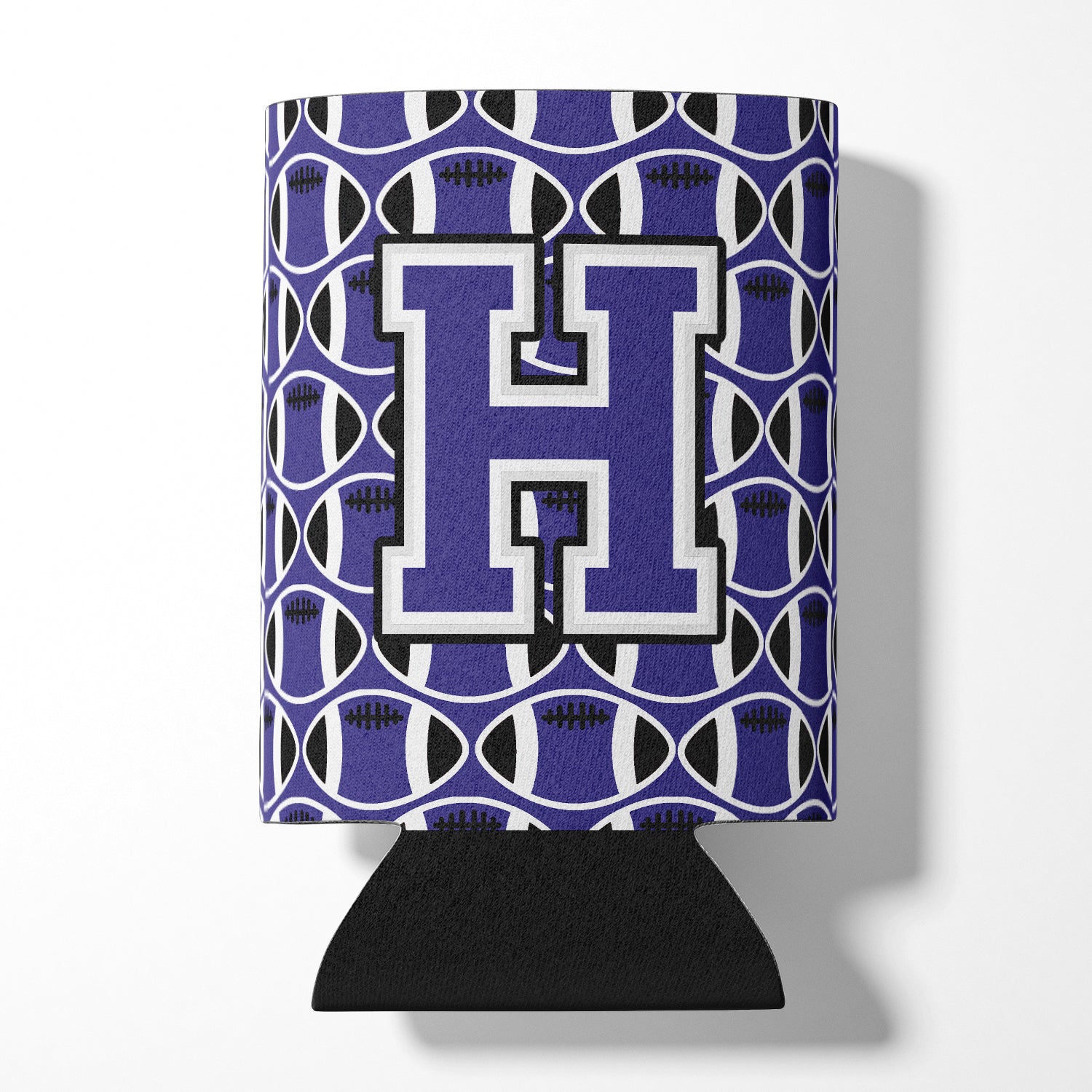 Letter H Football Purple and White Can or Bottle Hugger CJ1068-HCC.