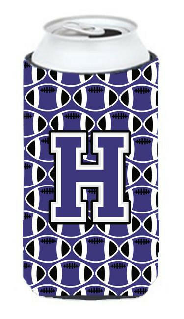 Letter H Football Purple and White Tall Boy Beverage Insulator Hugger CJ1068-HTBC by Caroline's Treasures