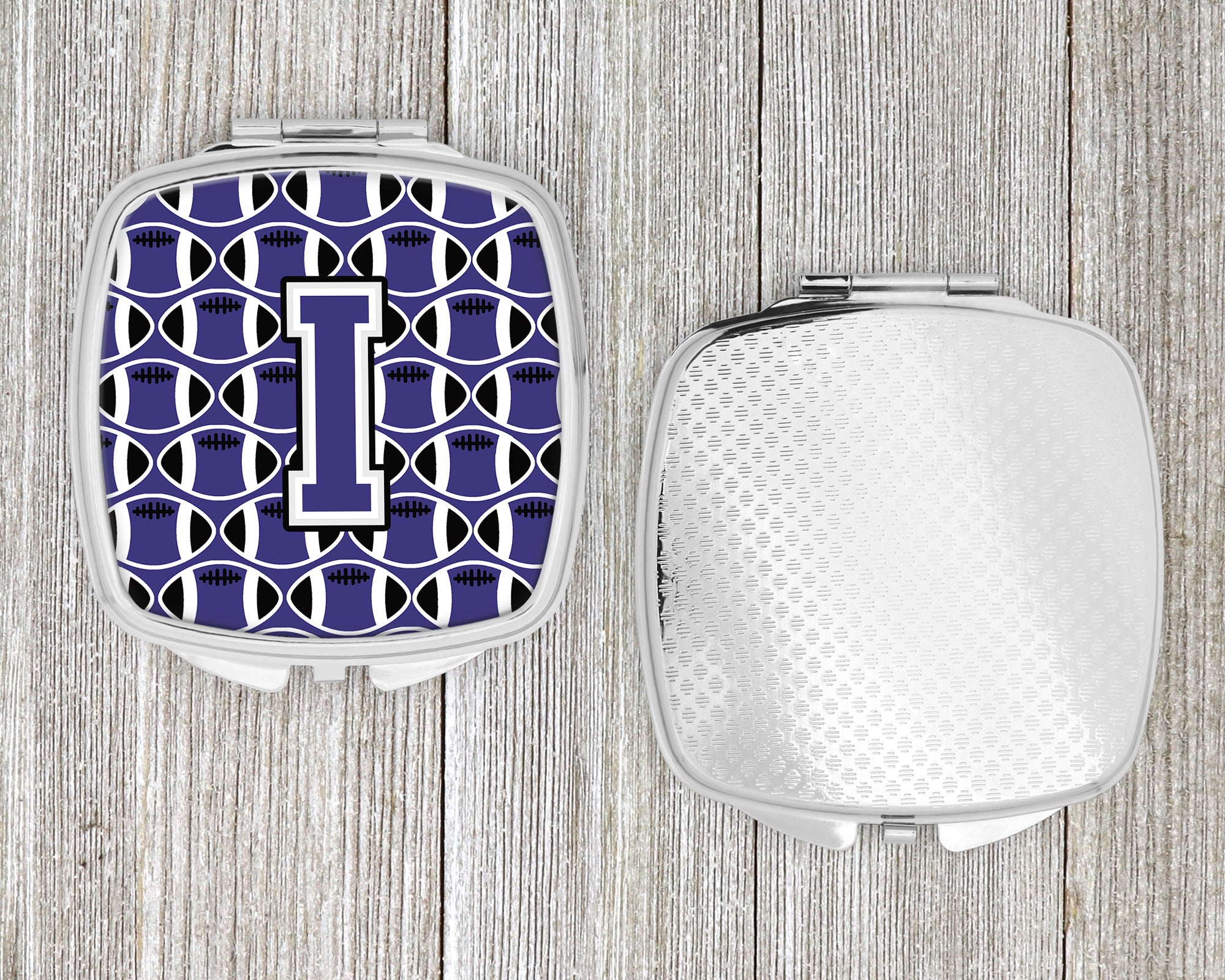 Letter I Football Purple and White Compact Mirror CJ1068-ISCM  the-store.com.