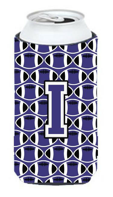 Letter I Football Purple and White Tall Boy Beverage Insulator Hugger CJ1068-ITBC by Caroline's Treasures