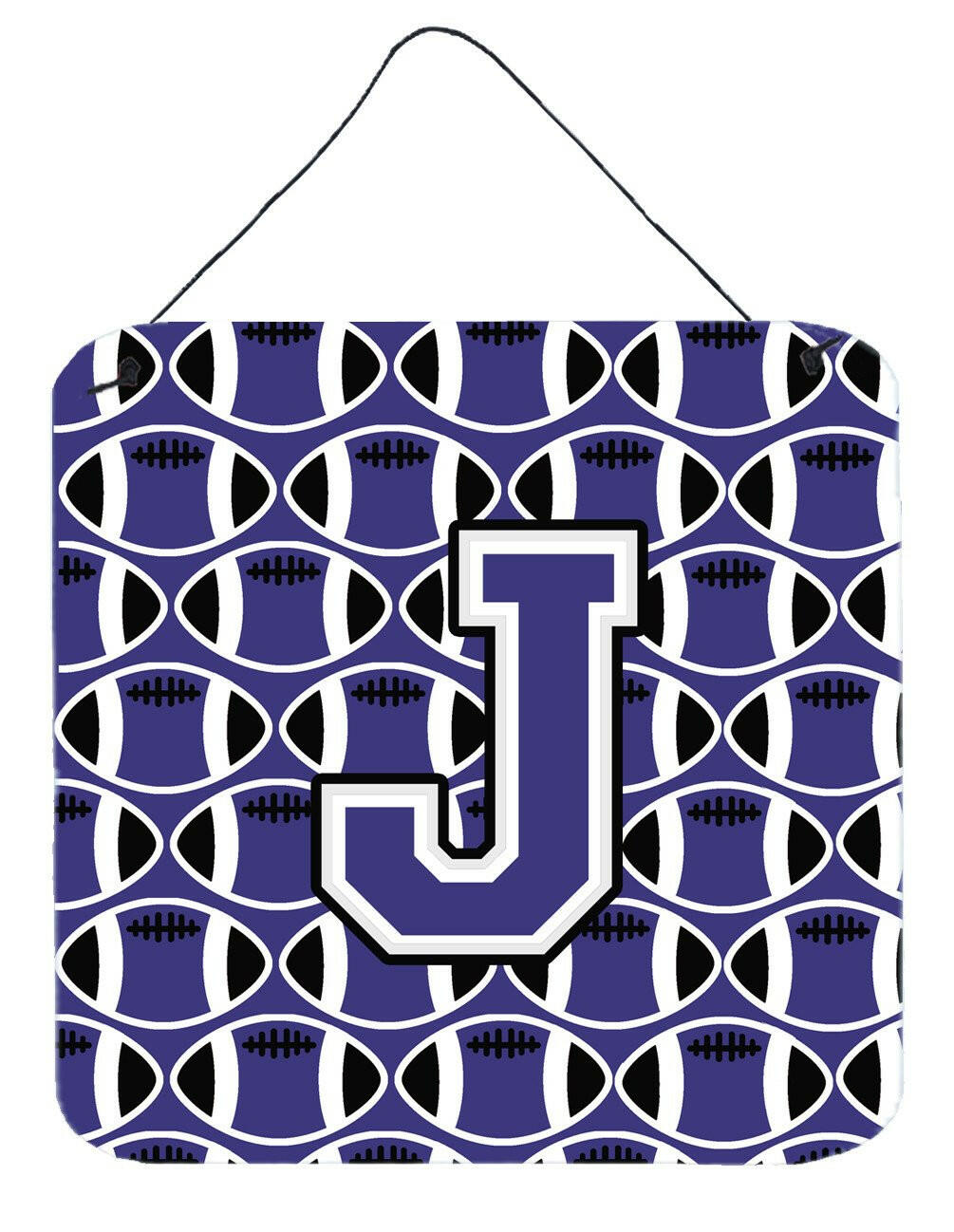 Letter J Football Purple and White Wall or Door Hanging Prints CJ1068-JDS66 by Caroline&#39;s Treasures