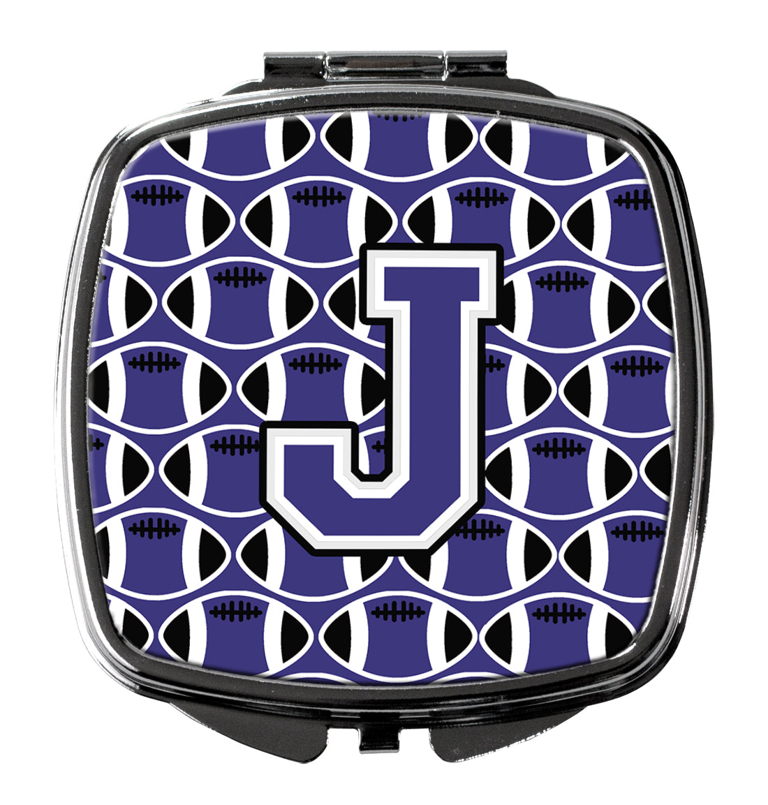 Letter J Football Purple and White Compact Mirror CJ1068-JSCM  the-store.com.