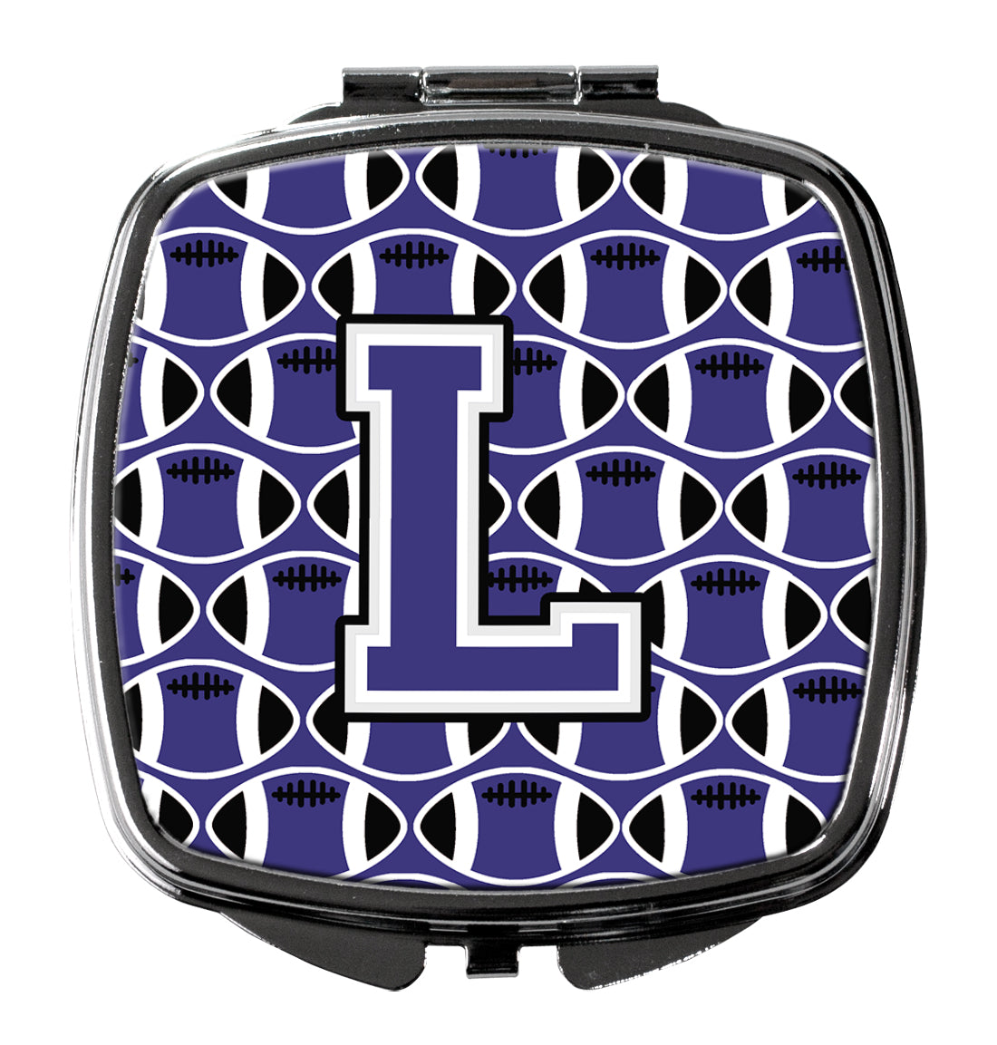 Letter L Football Purple and White Compact Mirror CJ1068-LSCM  the-store.com.