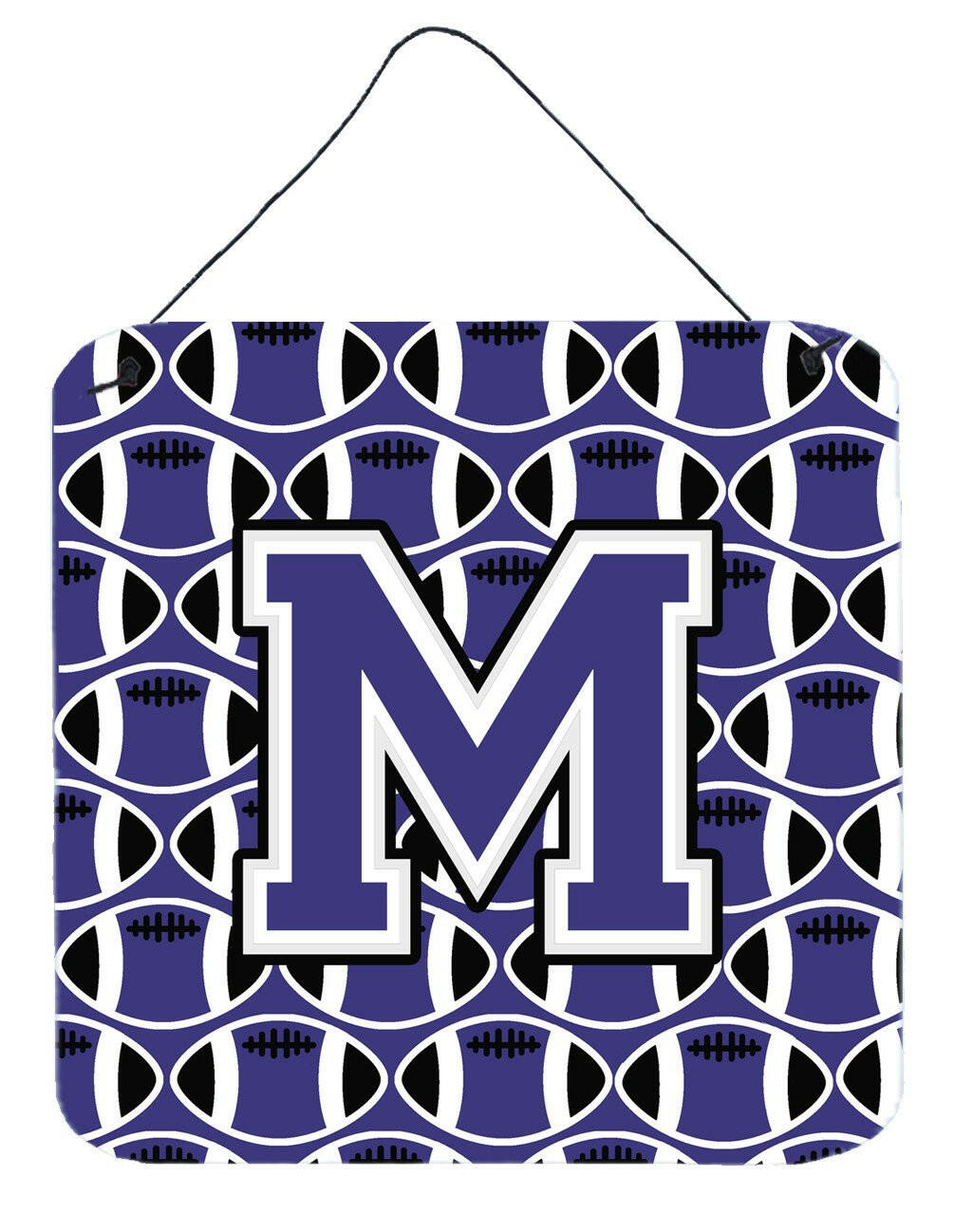 Letter M Football Purple and White Wall or Door Hanging Prints CJ1068-MDS66 by Caroline's Treasures