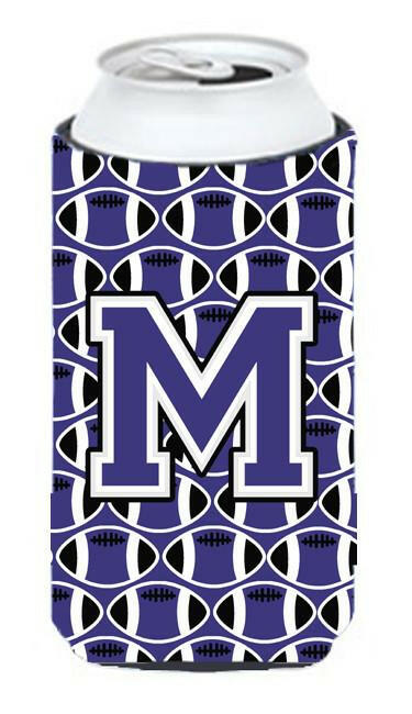 Letter M Football Purple and White Tall Boy Beverage Insulator Hugger CJ1068-MTBC by Caroline's Treasures