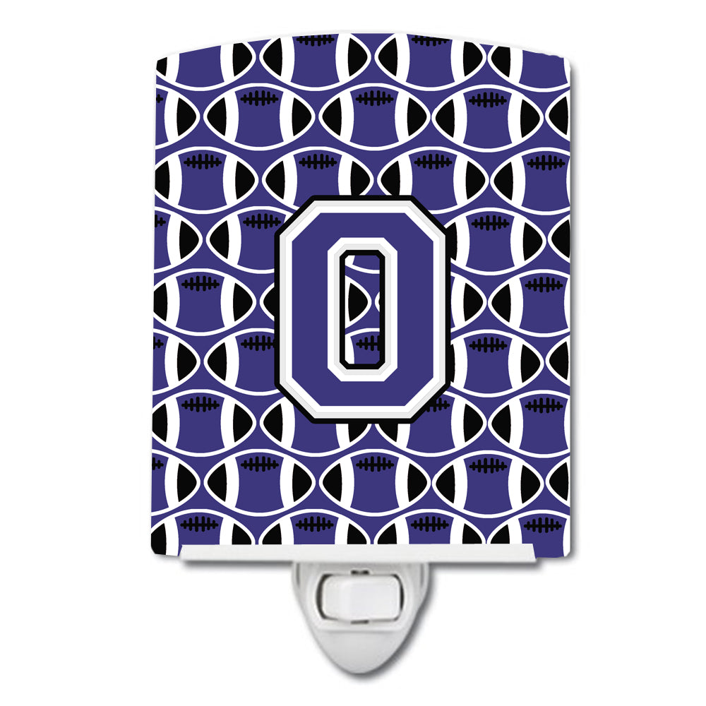 Letter O Football Purple and White Ceramic Night Light CJ1068-OCNL - the-store.com