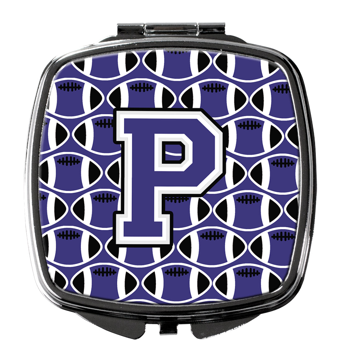 Letter P Football Purple and White Compact Mirror CJ1068-PSCM  the-store.com.