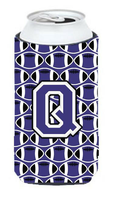 Letter Q Football Purple and White Tall Boy Beverage Insulator Hugger CJ1068-QTBC by Caroline&#39;s Treasures