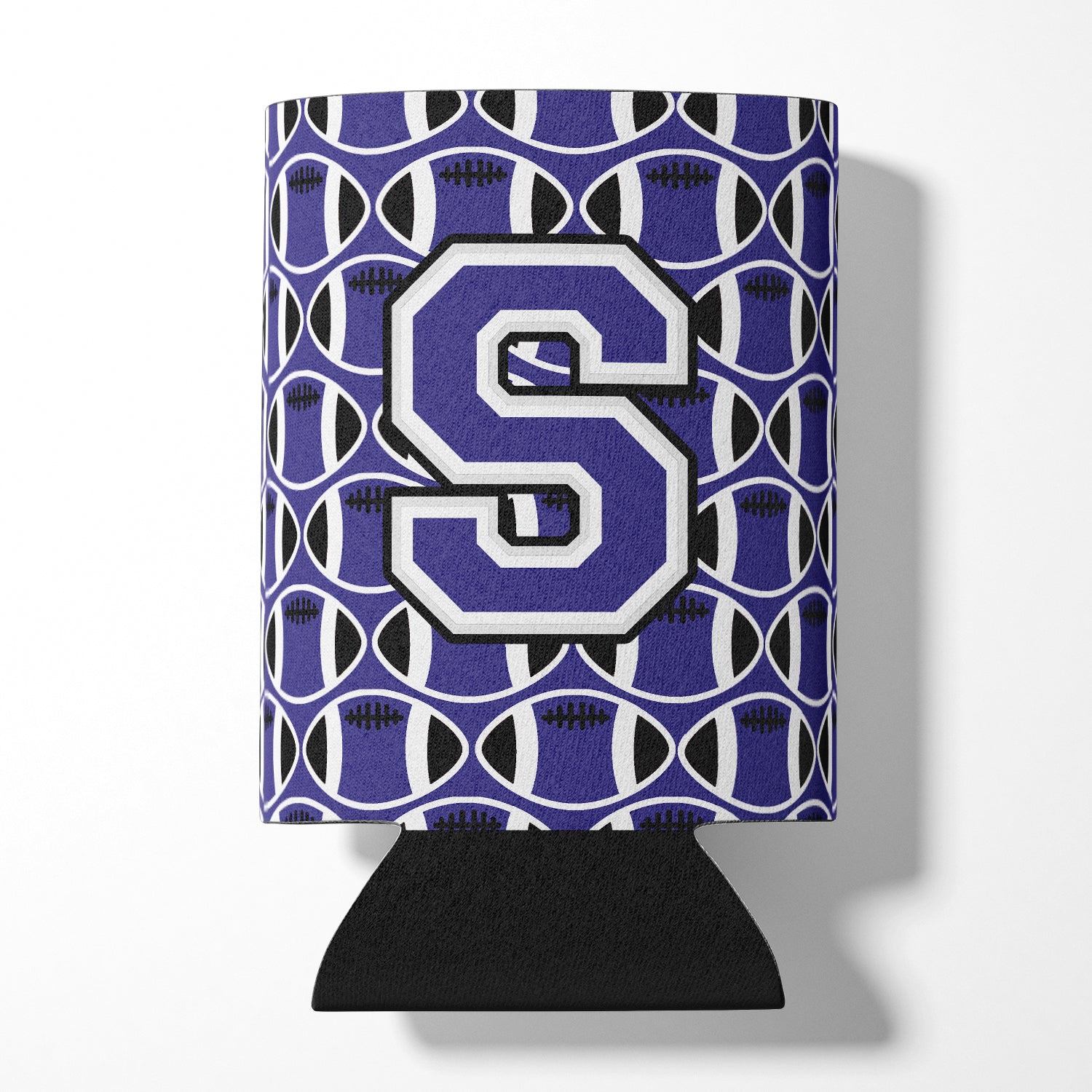 Letter S Football Purple and White Can or Bottle Hugger CJ1068-SCC.