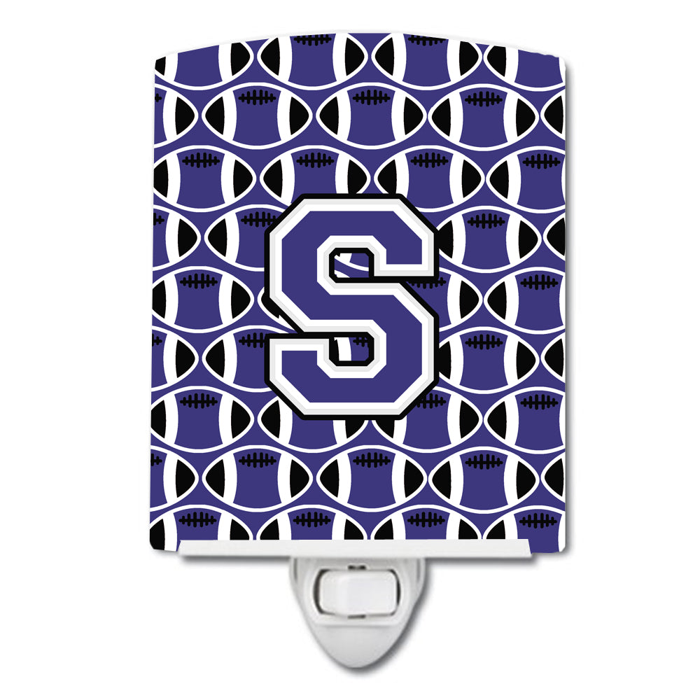 Letter S Football Purple and White Ceramic Night Light CJ1068-SCNL - the-store.com