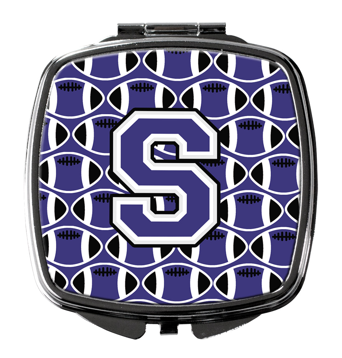 Letter S Football Purple and White Compact Mirror CJ1068-SSCM  the-store.com.