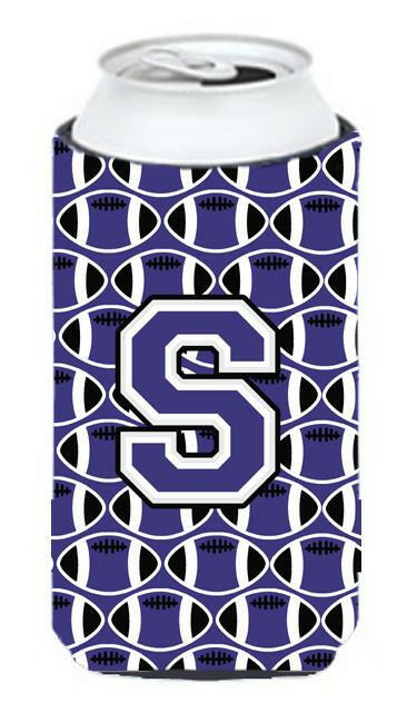 Letter S Football Purple and White Tall Boy Beverage Insulator Hugger CJ1068-STBC by Caroline's Treasures