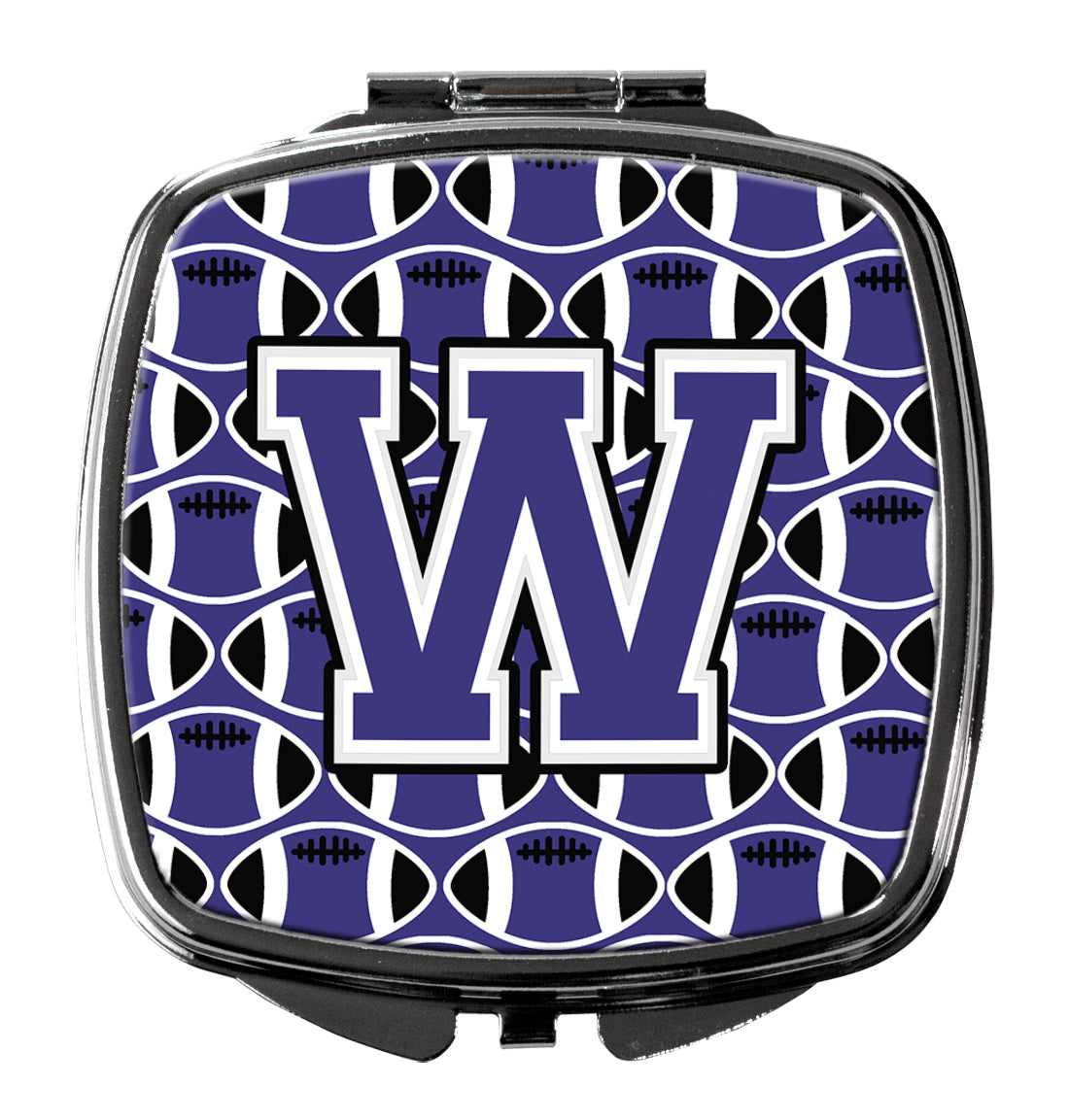 Letter W Football Purple and White Compact Mirror CJ1068-WSCM  the-store.com.