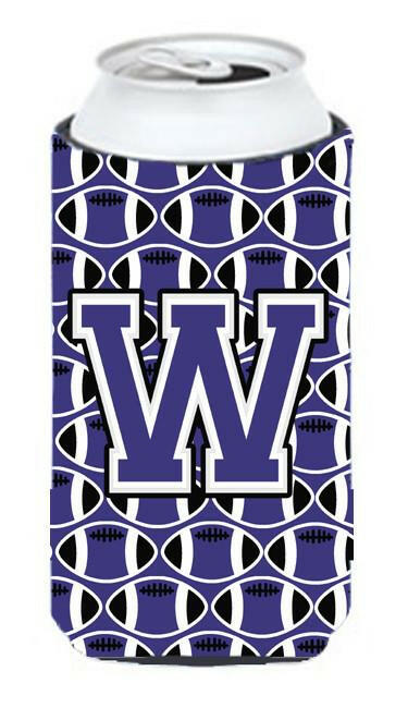 Letter W Football Purple and White Tall Boy Beverage Insulator Hugger CJ1068-WTBC by Caroline's Treasures