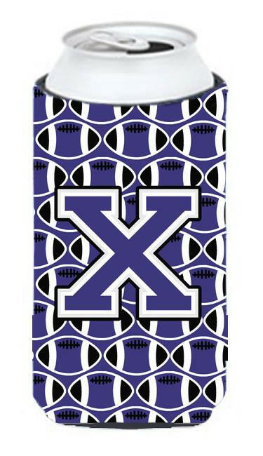 Letter X Football Purple and White Tall Boy Beverage Insulator Hugger CJ1068-XTBC by Caroline's Treasures