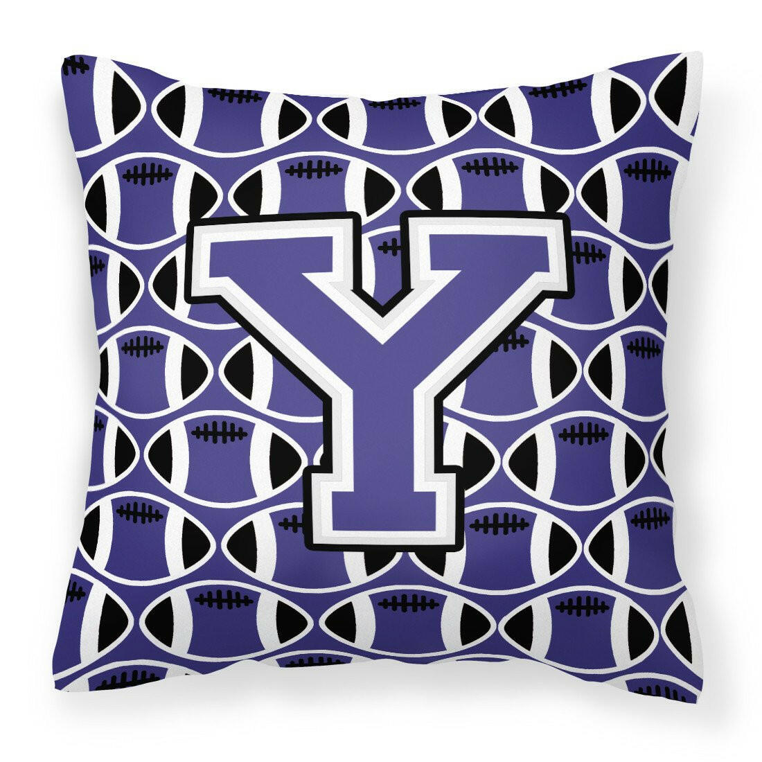 Letter Y Football Purple and White Fabric Decorative Pillow CJ1068-YPW1414 by Caroline's Treasures