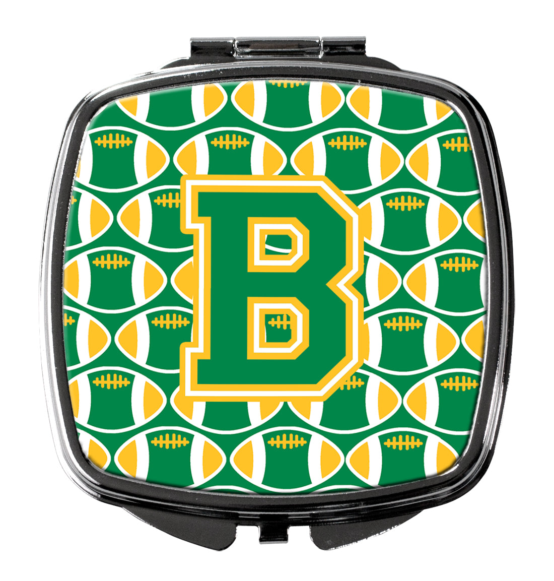 Letter B Football Green and Gold Compact Mirror CJ1069-BSCM  the-store.com.