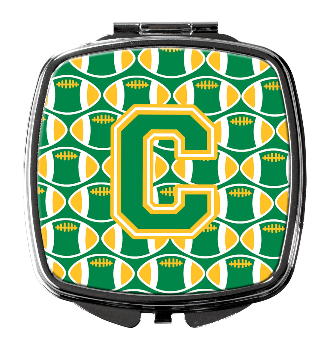 Letter C Football Green and Gold Compact Mirror CJ1069-CSCM  the-store.com.