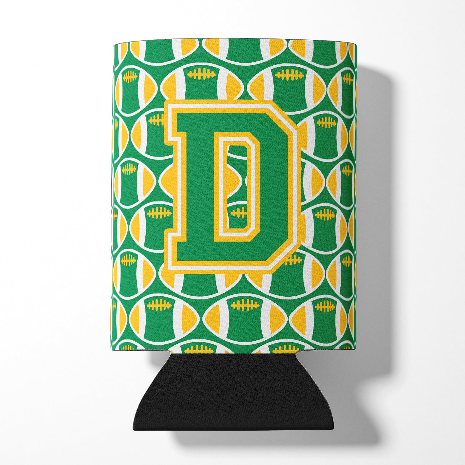 Letter D Football Green and Gold Can or Bottle Hugger CJ1069-DCC.