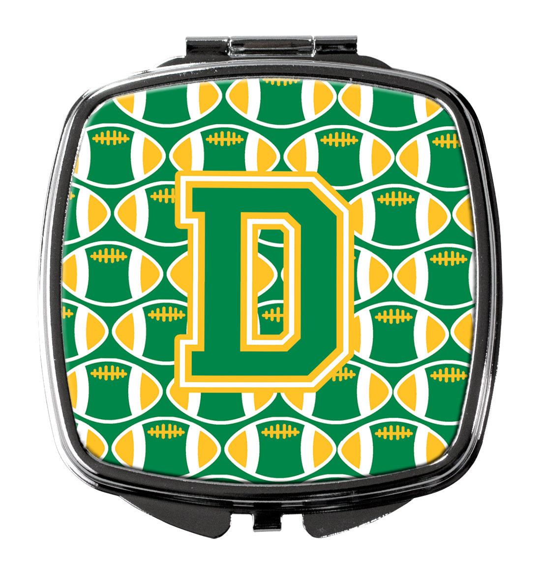 Letter D Football Green and Gold Compact Mirror CJ1069-DSCM  the-store.com.