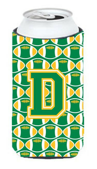 Letter D Football Green and Gold Tall Boy Beverage Insulator Hugger CJ1069-DTBC by Caroline's Treasures