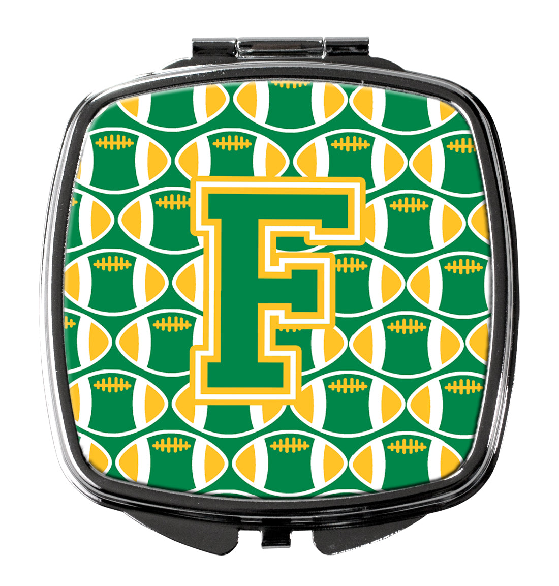 Letter F Football Green and Gold Compact Mirror CJ1069-FSCM  the-store.com.