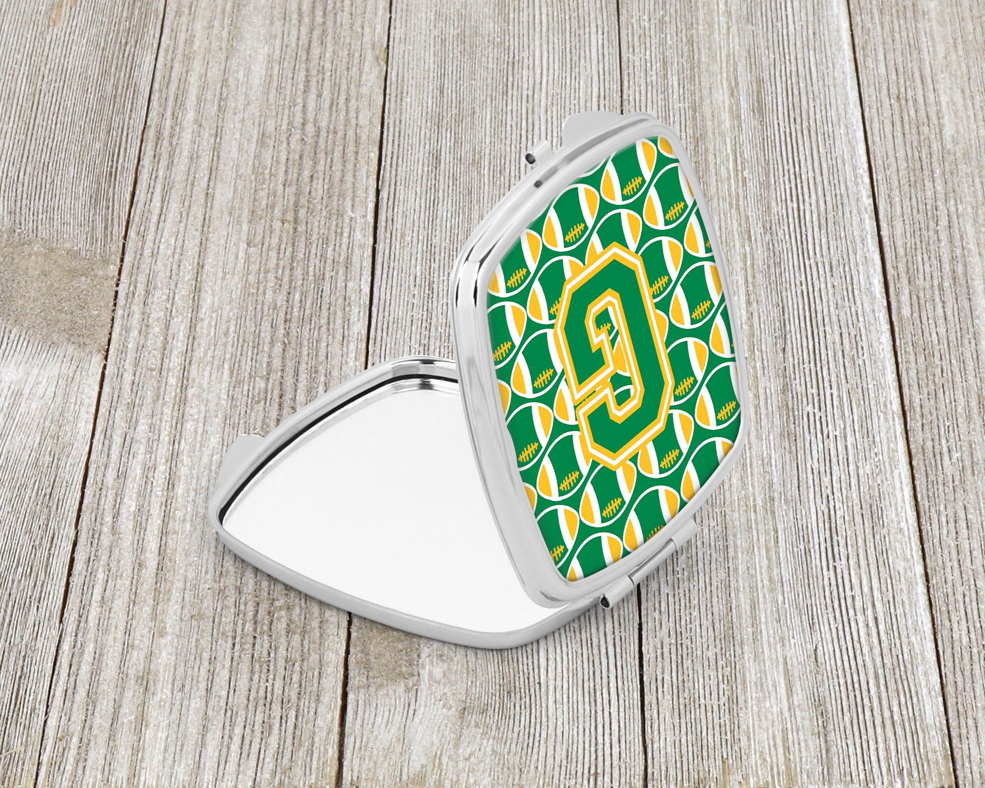 Letter G Football Green and Gold Compact Mirror CJ1069-GSCM  the-store.com.