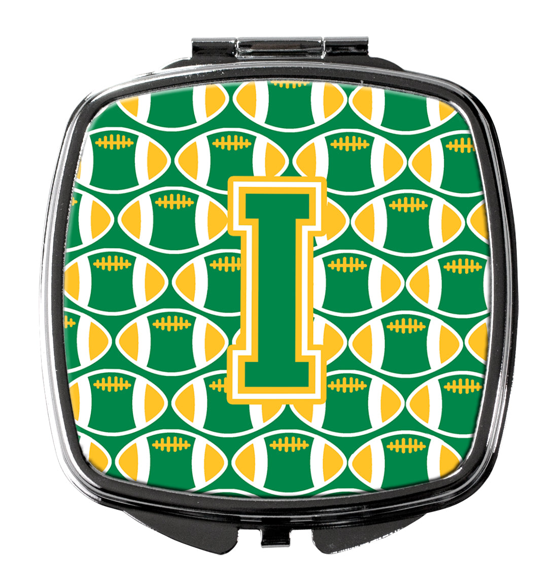 Letter I Football Green and Gold Compact Mirror CJ1069-ISCM  the-store.com.