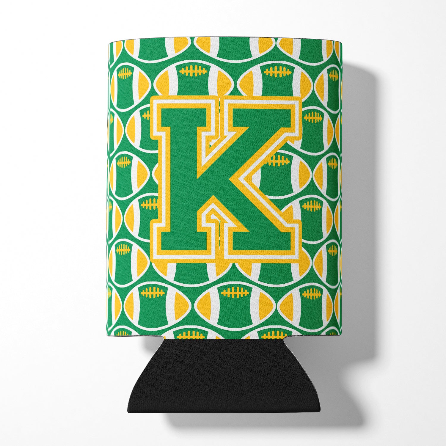 Letter K Football Green and Gold Can or Bottle Hugger CJ1069-KCC.