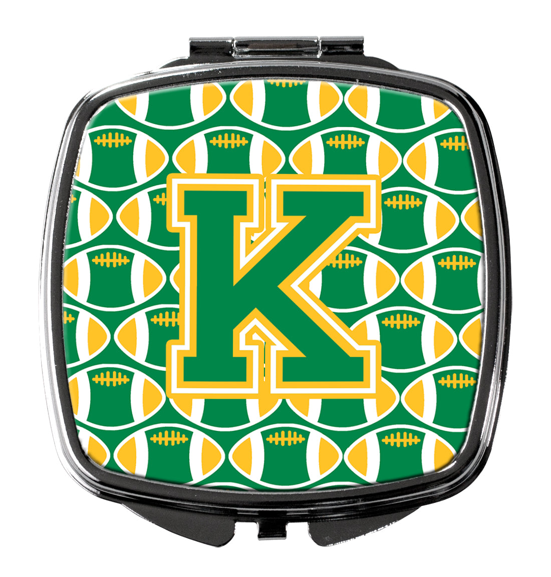 Letter K Football Green and Gold Compact Mirror CJ1069-KSCM  the-store.com.