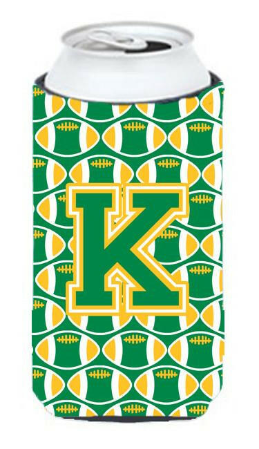 Letter K Football Green and Gold Tall Boy Beverage Insulator Hugger CJ1069-KTBC by Caroline's Treasures