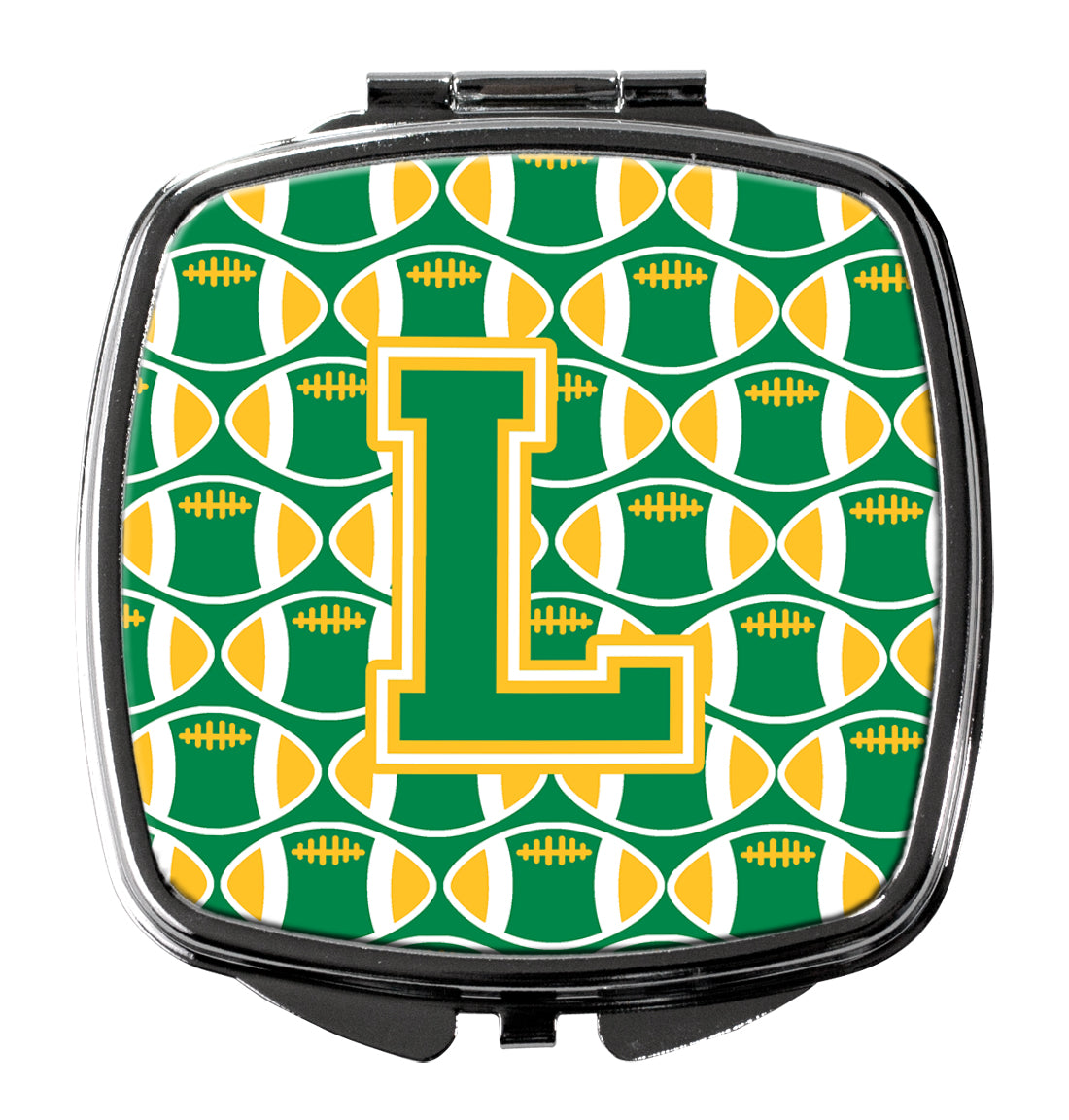 Letter L Football Green and Gold Compact Mirror CJ1069-LSCM  the-store.com.