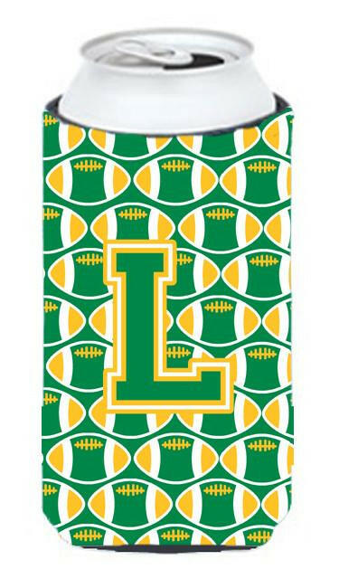 Letter L Football Green and Gold Tall Boy Beverage Insulator Hugger CJ1069-LTBC by Caroline&#39;s Treasures