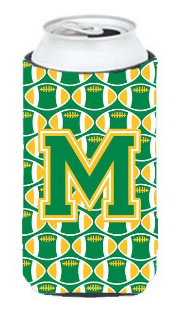 Letter M Football Green and Gold Tall Boy Beverage Insulator Hugger CJ1069-MTBC by Caroline's Treasures