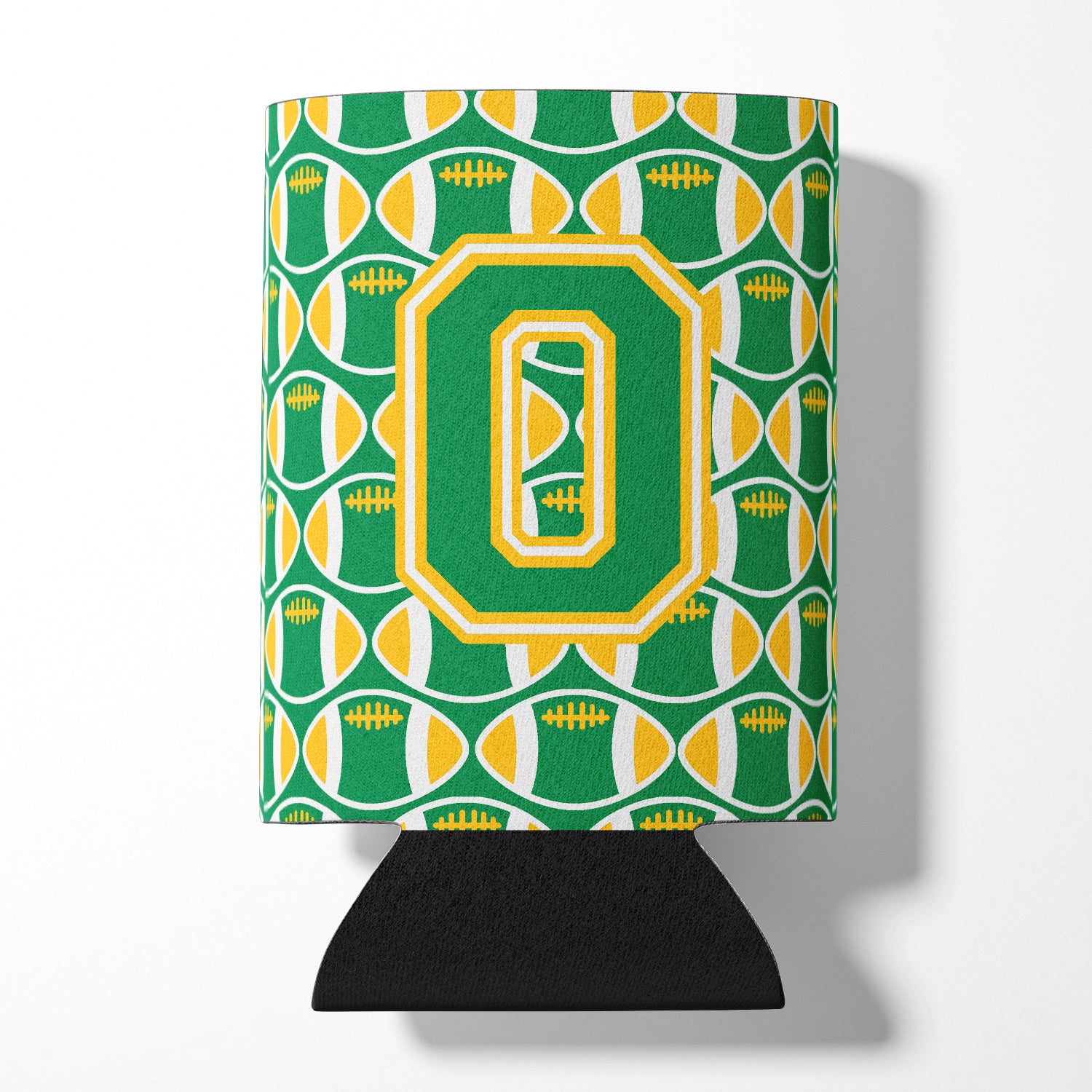 Letter O Football Green and Gold Can or Bottle Hugger CJ1069-OCC.