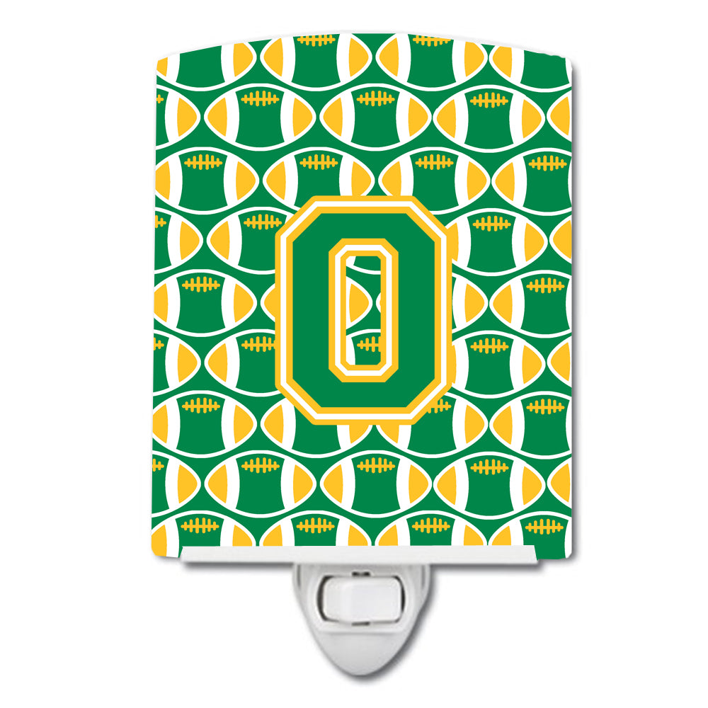 Letter O Football Green and Gold Ceramic Night Light CJ1069-OCNL - the-store.com