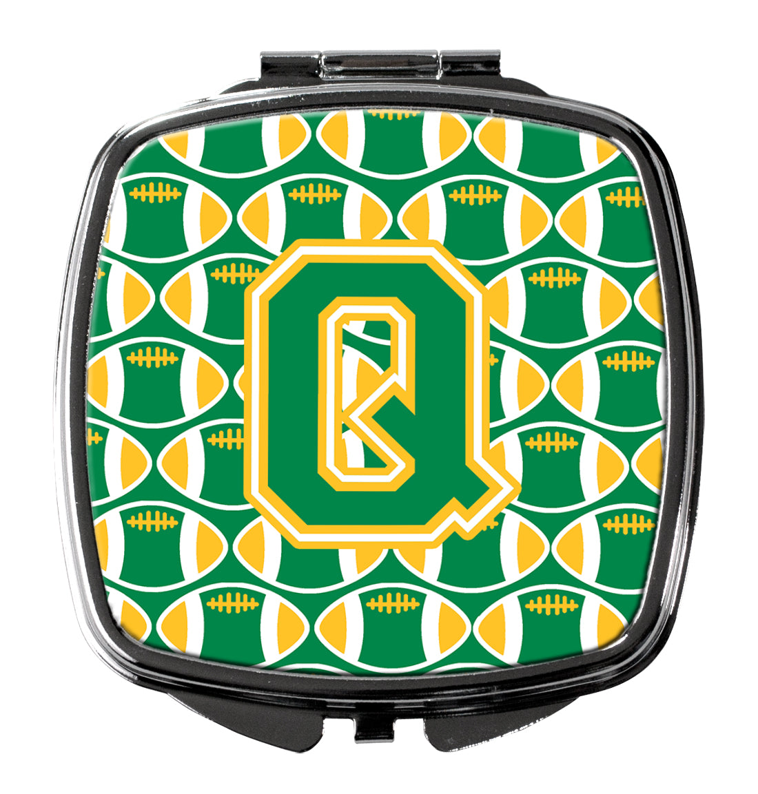 Letter Q Football Green and Gold Compact Mirror CJ1069-QSCM  the-store.com.