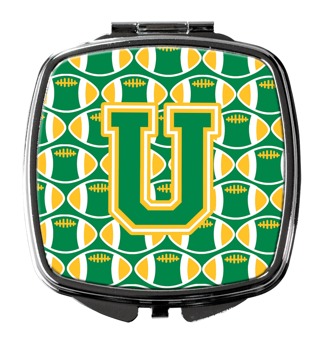 Letter U Football Green and Gold Compact Mirror CJ1069-USCM  the-store.com.