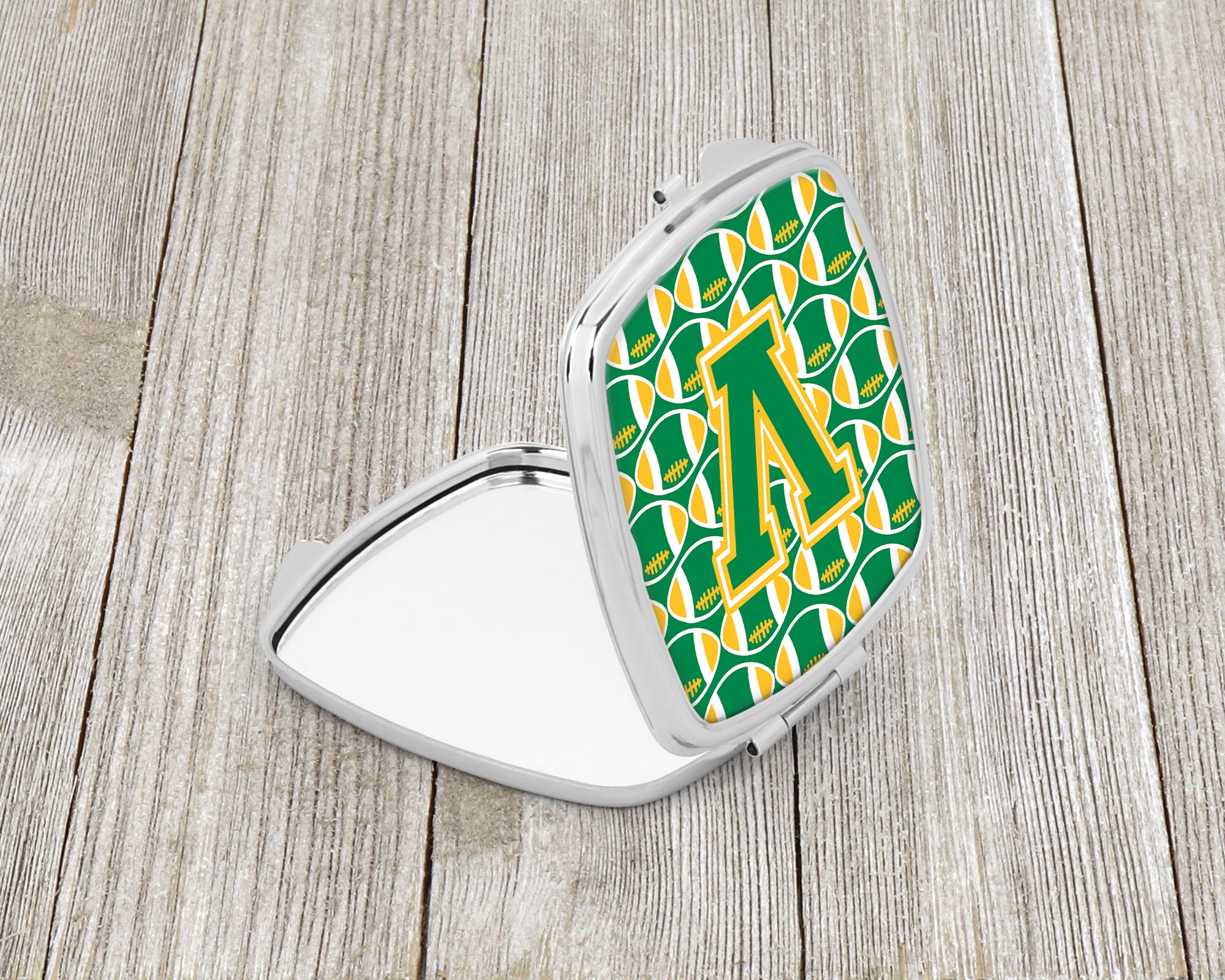 Letter V Football Green and Gold Compact Mirror CJ1069-VSCM  the-store.com.